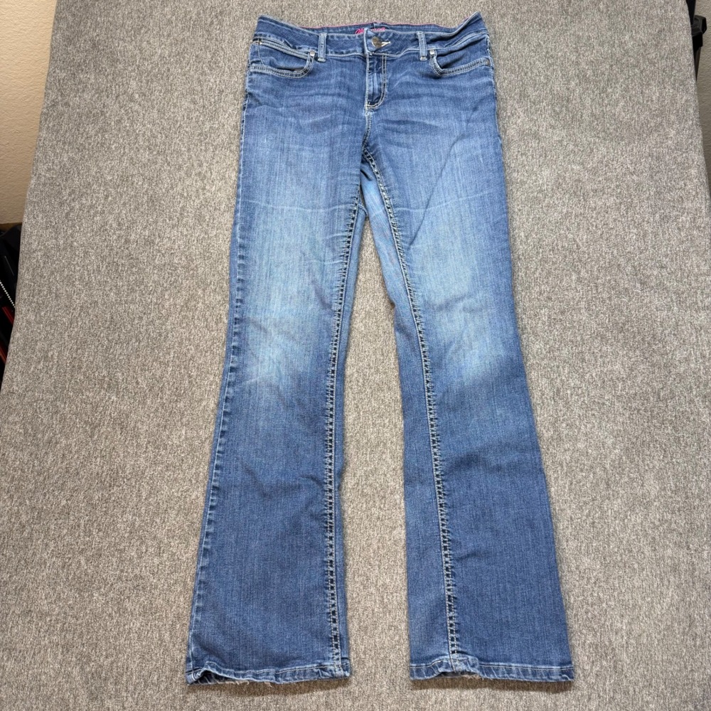 Wrangler Women‎ 10MWZDK Bootcut Jeans Blue Medium Wash Pink Stitching 9/10x34